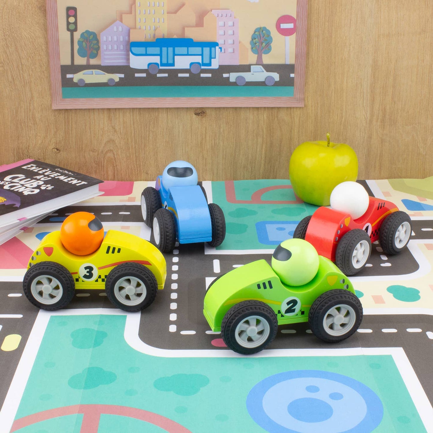 Wooden friction toy: turbo driver (set of 4) - 1+