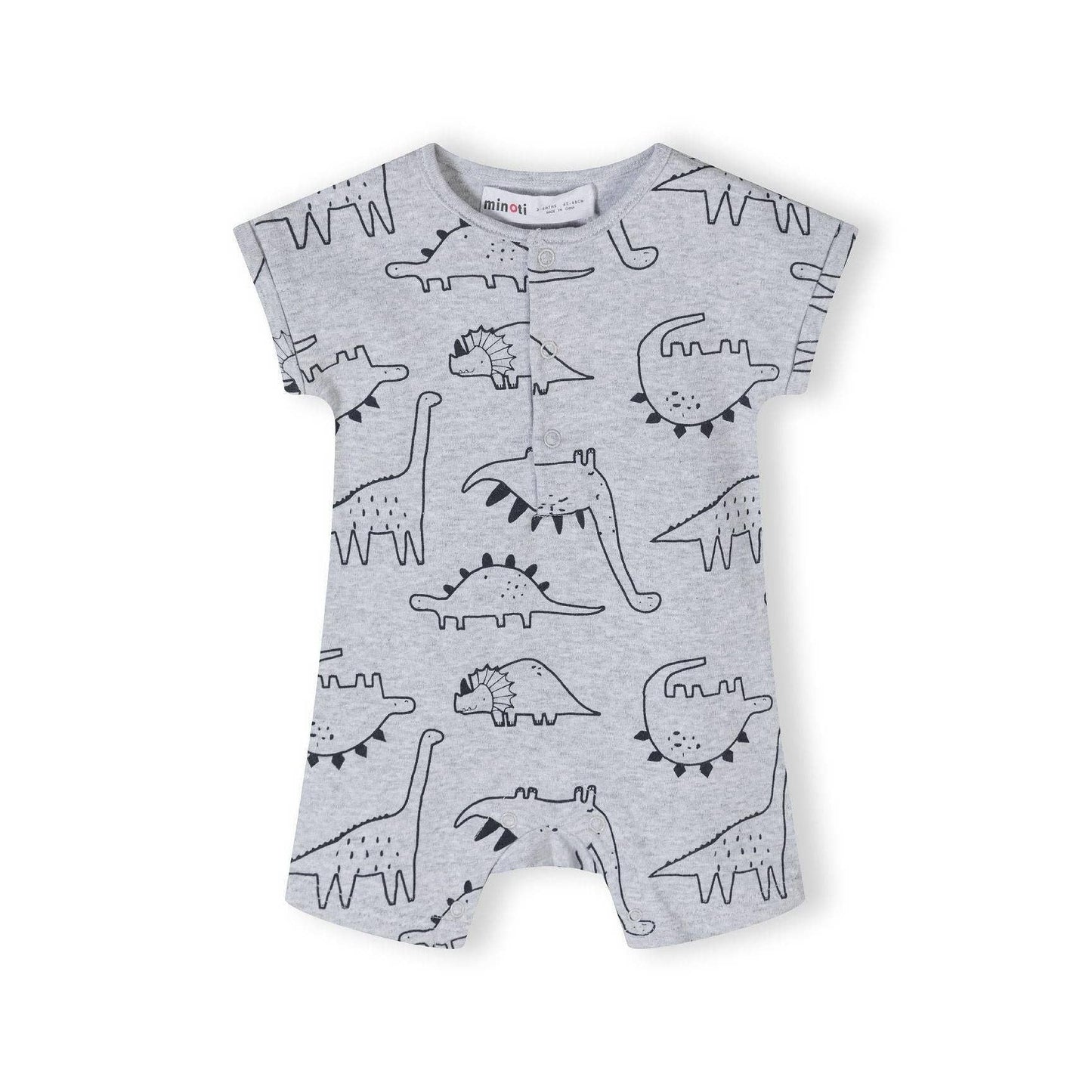 Lot de 2 grenouillères courtes, dinosaures, gris menthe : Gris / 3-6 M (62-68 cm)