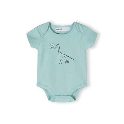2-pack rompertjes met korte mouwen, dinosaurusprint, muntgrijs: Grijs / 6-9 M (68-74 cm)