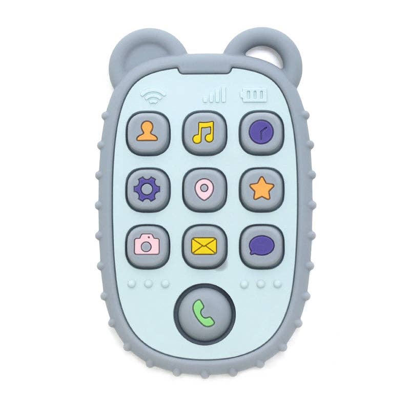 Silicone Teething Ring with Phone - Grey-Blue