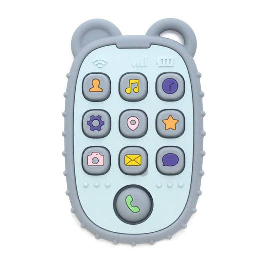 Silicone Teething Ring with Phone - Grey-Blue