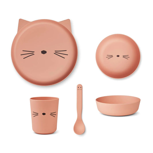 Liewood - Bamboo tableware box set - cat rose blush