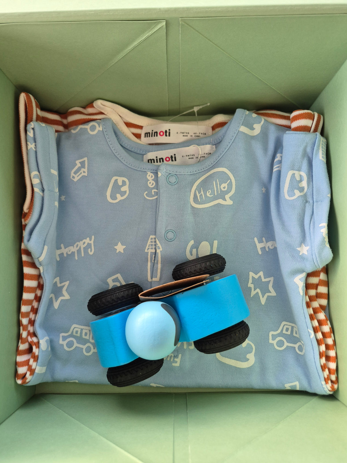 6+ month box boy - Small - blue/car